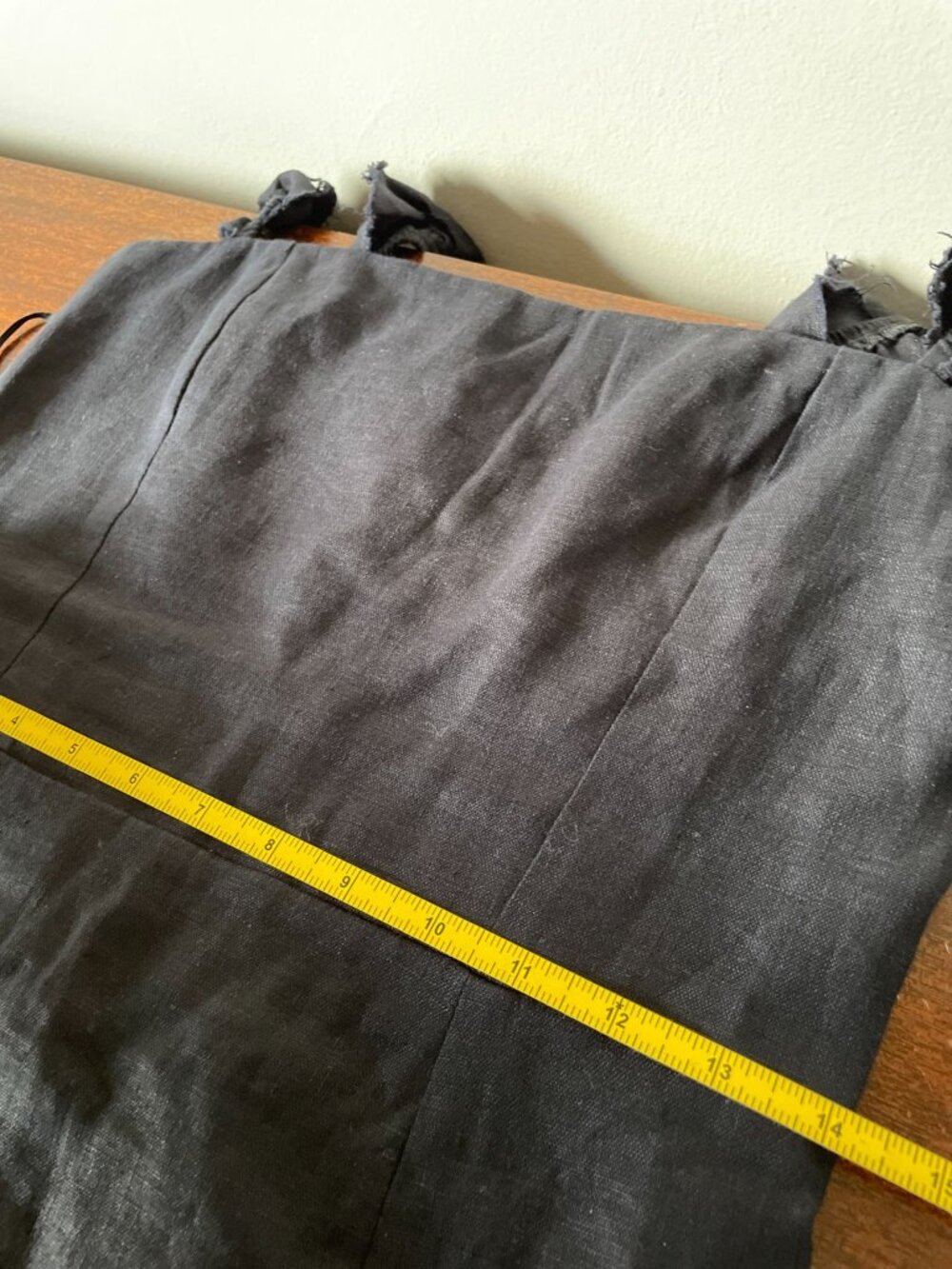 Reformation Spaulding 100% Linen Dress Sz 8  Black Ruffle Strap Formal Date - Picture 14 of 15